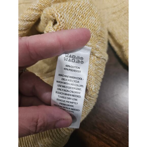 Cupcakes and Cashmere Women Cotton Cardigan Sweater L Yellow Tan Anthropologie - Picture 3 of 5